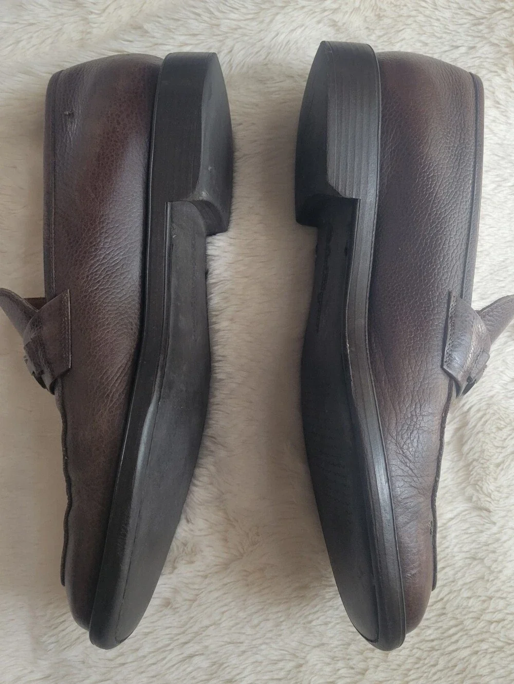 Salvatore Ferragamo Brown Pebbled Leather Bit Loafers